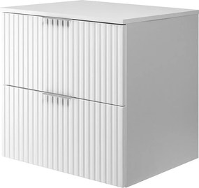 Szafka pod umywalkę, Biały, 60 x 57 x 46 cm, uchwyt srebrny + Blat