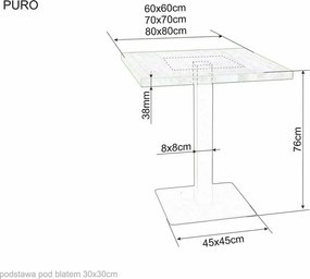 PROMOCJA Czarny stół jadalniany z blatem w dekorze dębu PURO 60x60 II. klasa jakości