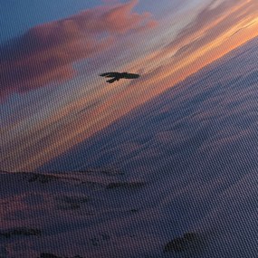 Obraz o zachodzie słońca, Mt. Blanc (z zegarem) (90x30 cm)