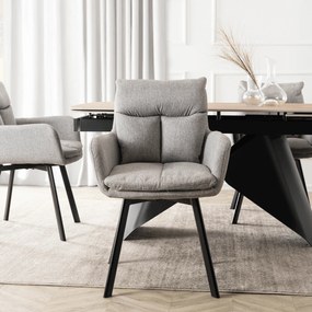 Krzesło Tapicerowane Obrotowe do Salonu CORTADO Szare Nowoczesne