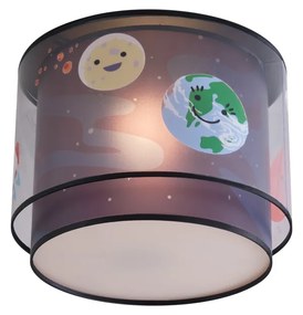 Lampa sufitowa dziecięca czarna ze statkiem kosmicznym i gwiazdami - Harrie in Space Dla dzieci Oswietlenie wewnetrzne