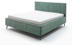 Zielone tapicerowane łóżko dwuosobowe ze schowkiem i stelażem 160x200 cm Lizzano – Meise Möbel