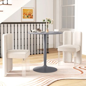 HOMCOM Stół jadalny dla 2 osób, okrągła blacha, noga ze stali, Szary, 70 x 70 x 75 cm