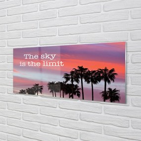 Szkło Ozdobne do Kuchni Napis pod Palmami o Zachodzie