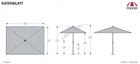 ACTIVE 200 x 120 cm - parasol z centralną nogą : Substancja Desen - 820