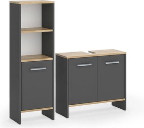 Zestaw mebli łazienkowych antracyt/złoty dąb 63.8x26.3x57 karli