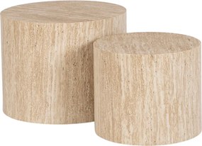 Zestaw Stolików Kawowych LEILA 38 cm/48 cm Trawertyn Nowoczesny