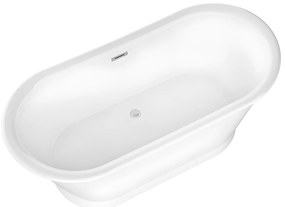 Wanna wolnostojąca owalna - styl retro - 180 L - 150 x 74 x 63 cm - Biała - Akrylowa - PELMATO