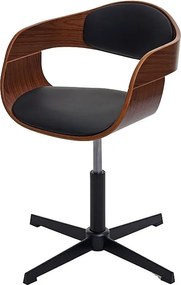 Krzesło do jadalni MCW-H46, wykończenie imitujące orzech, czarna sztuczna skóra