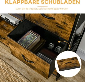 HOMCOM Regał z szufladami, otwarta przestrzeń do przechowywania, stalowa rama, regulowane nóżki, 44x40x155 cm