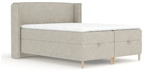 Jasnoszare łóżko boxspring ze schowkiem 180x200 cm Monpelli – Maison de Rêve