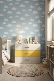 Młodzieżowa komoda z 3 szufladami kaszmir + żółty S9-T86