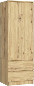 Szafa AKORD S60 Dąb Artisan 60 cm 2 drzwi 2 szuflady kolor Dąb Artisan mat 1 półka 60x51x180 cm