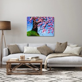 Obraz na szkle malowanego kwiatu wiśni (70x50 cm)