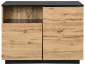 Wyspa kuchenna 2-drzwiowa z 1 wnęką z MDF-u – Naturalny i czarny – CORELINA