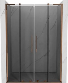 Mexen Velar L Duo drzwi prysznicowe rozsuwane 140 cm, grafit, różowe złoto - 871-140-003-42-60