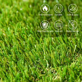 Outsunny 10 Sztuk Sztuczna Trawa 30 x 30 cm Maty Trawne Rolka Trawy Sztucznej 25 mm Plastikowa Ciemnozielona - Idealne do Ogrodu i Balkonu