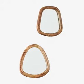 Zestaw 2 Luster Ściennych Z Drewna Mango Gabael Design B - Sklum