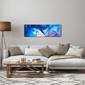 Obraz - Kosmiczny wieloryb (z zegarem) (90x30 cm)