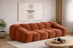 Sofa modułowa trzyosobowa, tkanina welurowa Bluvel, Cynamonowy, CROISSANT