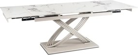 Stół Rozkładany Prostokątny IBIZA 160-240 cm Ceramiczny Biały Marmur/Kaszmir Japandi