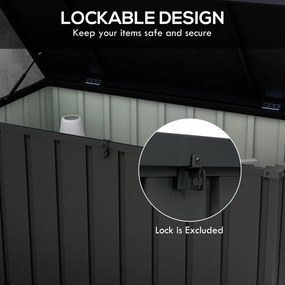 Outsunny Skrzynia Ogrodowa 450L na Poduszki Stalowa z Kółkami i Siłownikami Gazowymi Ciemnoszara Odporna na Warunki Atmosferyczne do Balkonu Ogrodu | Aosom PL