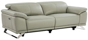 Kanapa 3-osobowa rozkładana, elektryczna z szarej skóry AZIDEE II