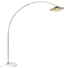 Nowoczesna lampa łukowa biała z orientalnym kloszem z bambusa 50 cm - XXL Rina