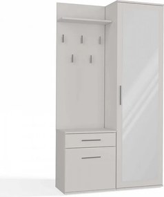 Garderoba Duo | Biała | 100x35x180 cm |Szafa, Lustro, Wieszak, Szuflada, Szafka