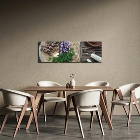 Obraz - Z deski kuchennej (z zegarem) (90x30 cm)