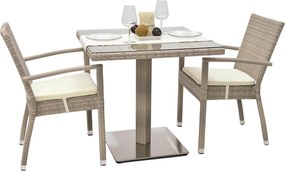 Zestaw rattanowy ogrodowy GINA 1+2 (szaro-beżowy)
