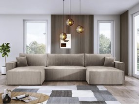 Narożnik POSO XL wolnostojący układ U z funkcją spania w tkaninie Poso 02 DomoHome