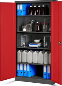 Szafa biurowa na akta wysoka Jan H 90x40x195 cm antracyt/czerwony