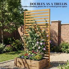 Outsunny Parawan z Drewna 80 x 170 cm, Wolnostojąca Przegroda z Lamelami, Brązowy | Aosom PL