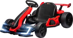 HOMCOM Gokart Elektryczny dla Dzieci z Klaksonem i Funkcją Muzyki, Regulowane Siedzisko, do 12 km/h, Tworzywo Sztuczne, Metal, Czerwony