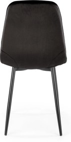 Krzesło Pikowane Welurowe Velvet czarne, czarne nogi, oparcie W160