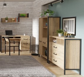 Loftowe biurko młodzieżowe z kontenerkiem i półką Oriental Tree 212