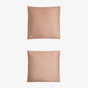 Pack 2 Poszewek Na Poduszki Z Satyny 300 Nitek Sampras Toasted Almond & 60 X 60 Cm - Sklum