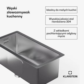 Klarstein TitanSteel zlewozmywak kuchenny o wymiarach 45 x 23 cm (dł. x szer.)