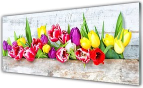 Dekor Szklany do Kuchni Radosna Kompozycja Tulipanów