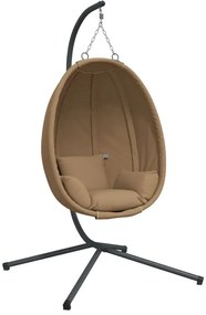Wiszące krzesło kokon ze stojakiem w kolorze taupe - Syntia 3X