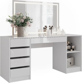 Stół toaletowy biały/biały wysoki połysk 158.2x50.1x76 sherry