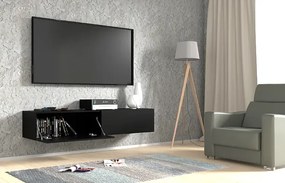 Czarna wisząca długa szafka rtv 160 cm E5-T55