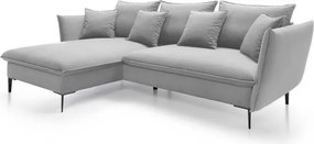 Narożnik GLOSS Lewostronny z funkcją spania, zestaw z poduszkami wolnostojący tkanina RIVIERA 81 Niebieski WERSAL