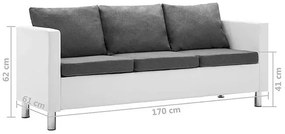 Atrakcyjna 3-osobowa sofa Karlo 3Q - biało-jasnoszara