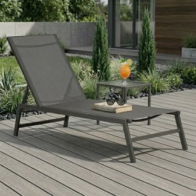 Leżak ogrodowy regulowany Alvero z siatki, kolor szary