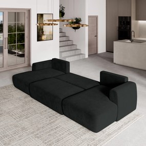 Masseno Narożnik SENTUM z funkcją spania i pojemnikiem na pościel Narozniki U, Rozkładana sofa - Czarny, KRONOS 07