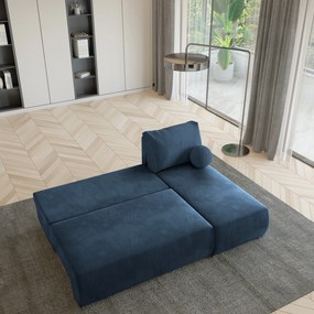 Masseno Narożnik PARVELO z funkcją spania i pojemnikiem na pościel Narozniki L, Rozkładana sofa - Niebieski, POSO 05 + KRONOS 05