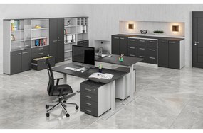 Szafa ubraniowa z wysuwem PRIMO GRAY, 800 x 420 x 1781 mm, szary/grafit