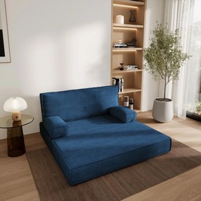 Masseno Sofa piankowa LADIA z funkcją spania, Kanapa z pianki do salonu, Bezmontażowa, Tkanina sztruksowa – Niebieski POSO 05